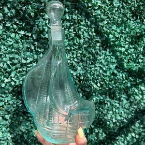 Vintage glass boat bottle, vintage home decor, Vintage Decanter